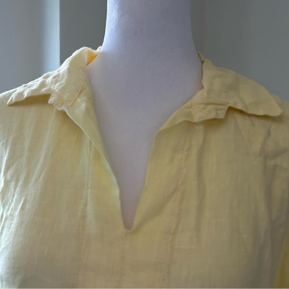 Yellow Linen Collared Top - Picture 2 of 8
